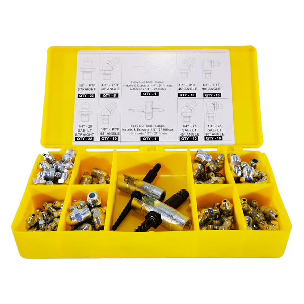 Kit Lubrificação com Mix de Pinos Graxeiros Lapek LPK-12101 com 101 Peças