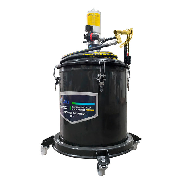 Propulsora Pneumática de Alta Pressão com Reservatório de 30kg e Comando para Graxa Lapek LPK-50002