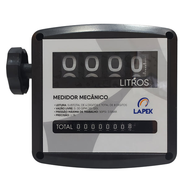 Medidor Mecânico para Diesel Lapek LPK-MD64D 4 Dígitos 120 L/min