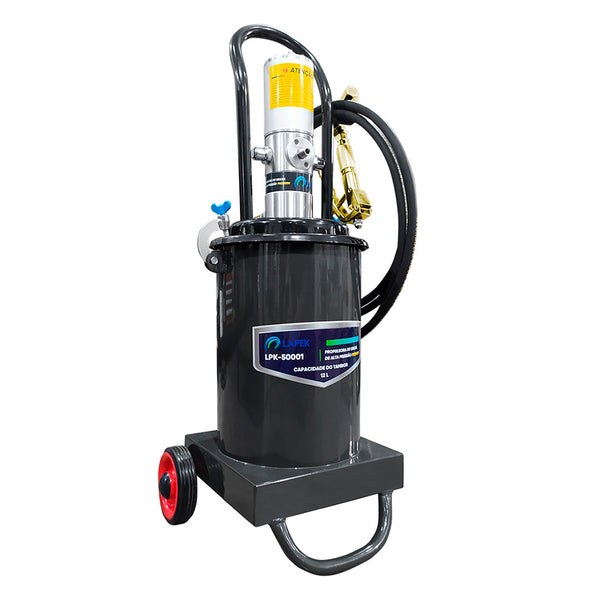 Propulsora Pneumática de Alta Pressão com Reservatório de 12kg e Comando para Graxa Lapek LPK-50001